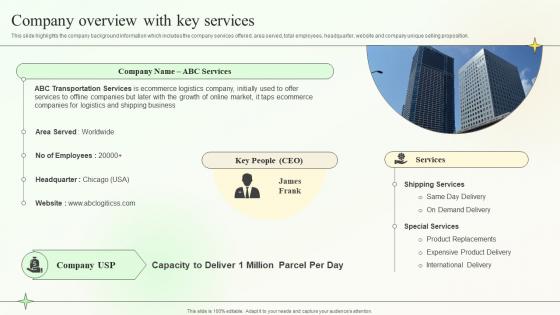 Company Overview With Key Services Supply Chain Planning And Management