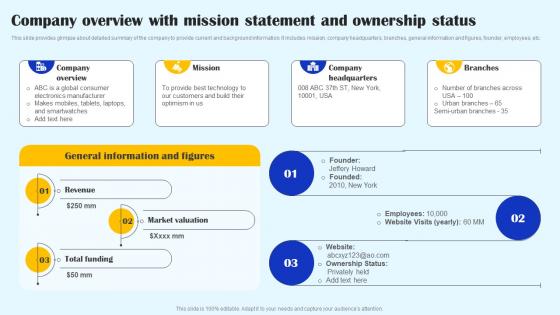 Company Overview With Mission Statement And Streamlined Sales Plan Mkt Ss V