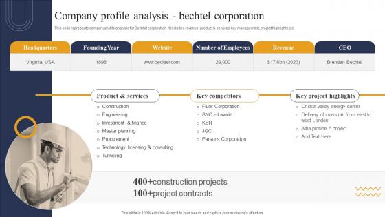 Company Profile Analysis Bechtel Corporation Industry Report For Global Construction Market