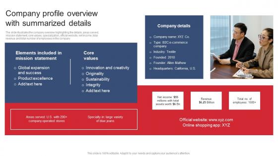 Company Profile Overview With Summarized Details Product Expansion Steps