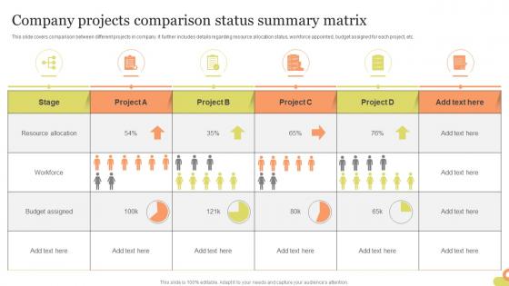 Company Projects Comparison Status Summary Matrix
