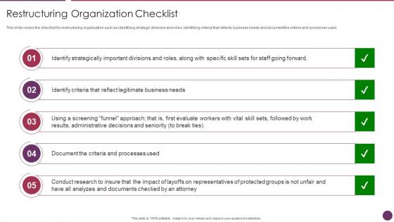 Company Reorganization Process Restructuring Organization Checklist