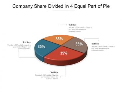 Company share divided in 4 equal part of pie