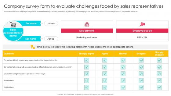 Company Survey Form To Evaluate Sales Outreach Strategies For Effective Lead Generation