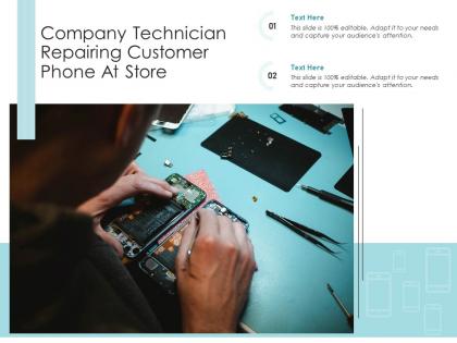 Company technician repairing customer phone at store