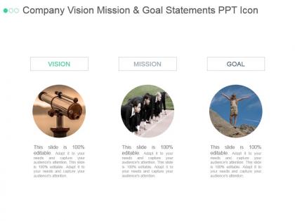 Company vision mission and goal statements ppt icon