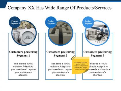 Company xx has wide range of products services powerpoint templates download