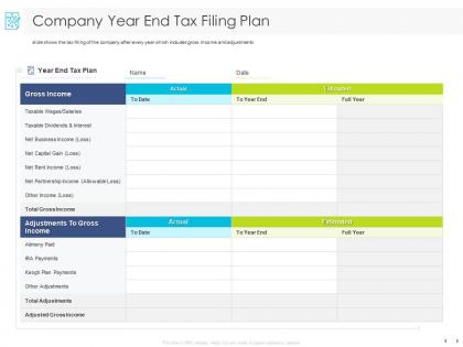 Company year end tax filing plan business ppt powerpoint presentation graphics