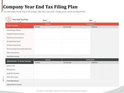Company year end tax filing plan ppt powerpoint presentation icon designs