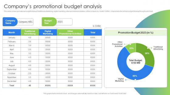Companys Promotional Budget Analysis Marketing And Promotion Strategies Ppt Icon Ideas