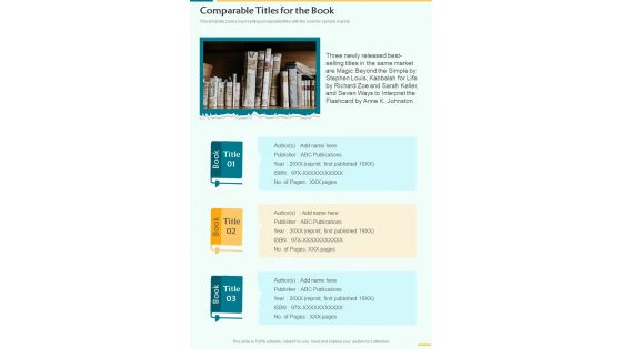 Comparable Titles For The Book Book Proposal Guidelines For Authors One Pager Sample Example Document