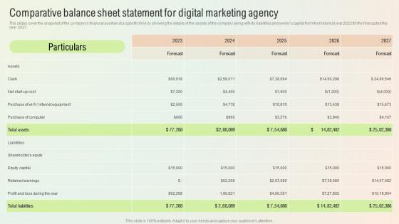 Comparative Balance Sheet Statement For Digital Marketing Agency Start A Digital Marketing Agency BP SS