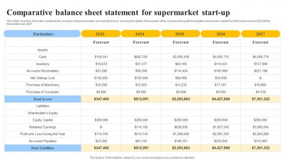 Comparative Balance Sheet Statement For Grocery Store Business Plan BP SS