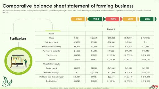 Comparative Balance Sheet Statement Of Farming Business Farming Business Plan BP SS