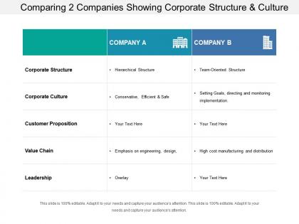Comparing 2 companies showing corporate structure and culture