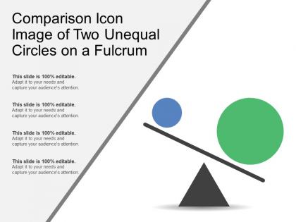 Comparison icon image of two unequal circles on a fulcrum