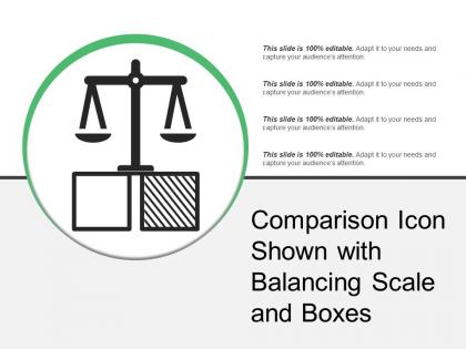 Comparison icon shown with balancing scale and boxes