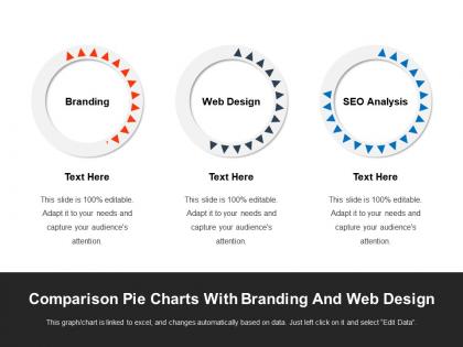 Comparison pie charts with branding and web design