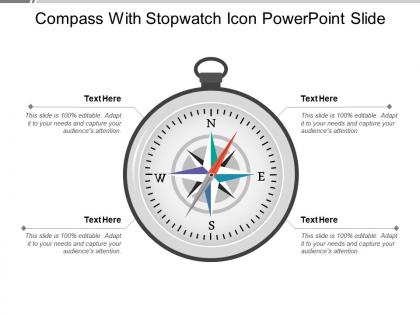 Compass with stopwatch icon powerpoint slide