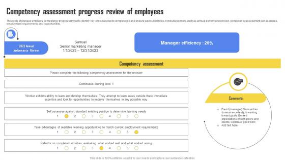 Competency Assessment Progress Review Of Employees