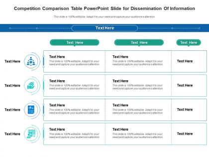 Competition comparison table powerpoint slide for dissemination of information infographic template