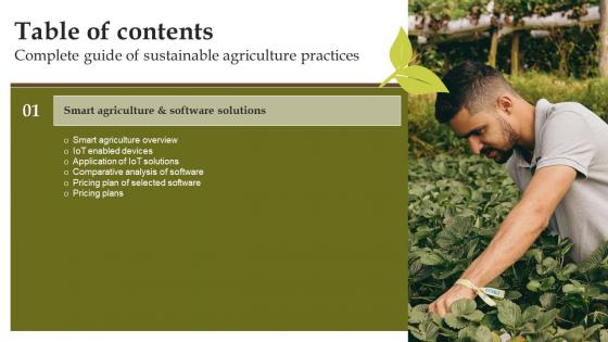 Complete Guide Of Sustainable Agriculture Practices Table Of Content