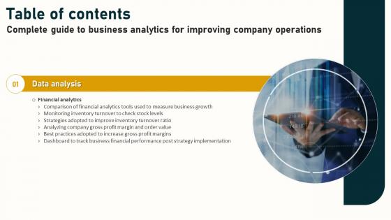Complete Guide To Business Analytics For Improving Company Table Of Contents Data Analytics SS