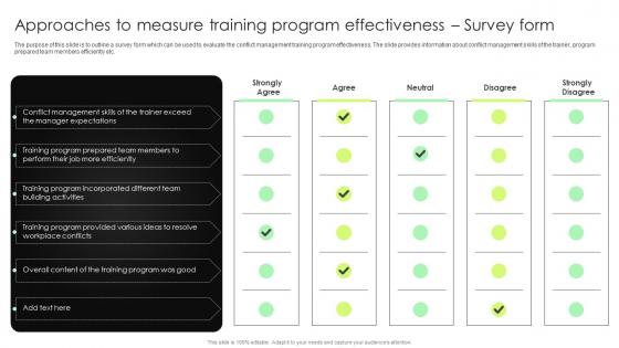 Complete Guide To Conflict Resolution Approaches To Measure Training Program Effectiveness