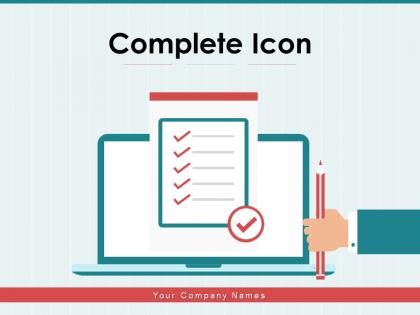 Complete icon percentage arrow checklist document storage employee