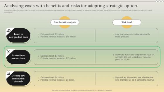 Complete Strategic Analysis Analysing Costs With Benefits And Risks For Adopting Strategy SS V