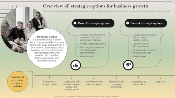 Complete Strategic Analysis Overview Of Strategic Options For Business Growth Strategy SS V