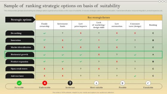 Complete Strategic Analysis Sample Of Ranking Strategic Options On Basis Strategy SS V