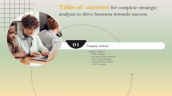 Complete Strategic Analysis To Drive Business Towards Success Table Of Contents Strategy SS V