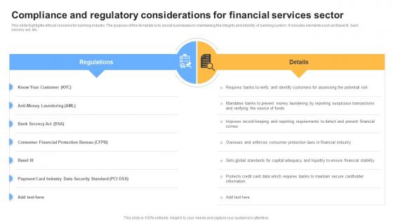 Compliance And Regulatory Considerations For Financial Services Sector