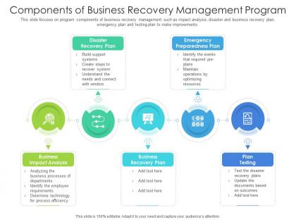 Components of business recovery management program