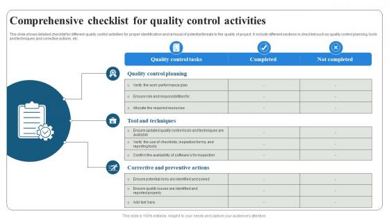 Comprehensive Checklist For Quality Project Quality Management PM SS