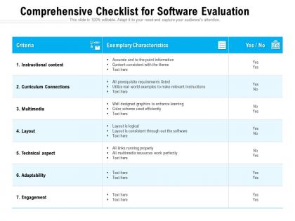 Evaluation Table For Multiple Software Tool Comparison | Presentation ...
