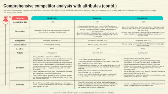Comprehensive Competitor Analysis Hair Salon Business Plan BP SS