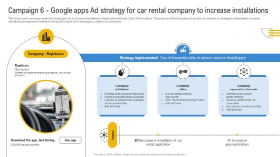 Comprehensive Guide To Google Campaign 6 Google Apps Ad Strategy For Car Rental Company MKT SS V