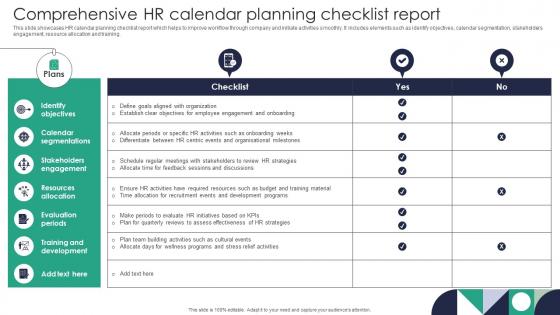 Comprehensive HR Calendar Planning Checklist Report