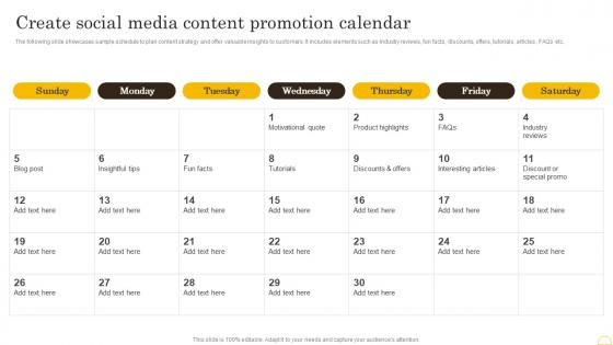 Comprehensive Integrated Marketing Create Social Media Content Promotion Calendar MKT SS V