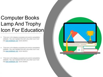 Computer books lamp and trophy icon for education