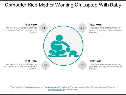 Computer kids mother working on laptop with baby