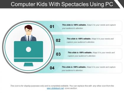 Computer kids with spectacles using pc