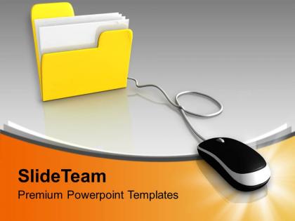 Computer mouse and yellow folder powerpoint templates ppt themes and graphics 0313