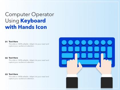 Computer operator using keyboard with hands icon