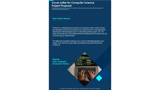 Computer Science Project Proposal Cover Letter One Pager Sample Example Document