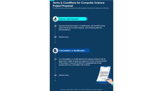 Computer Science Project Proposal Terms And Conditions One Pager Sample Example Document
