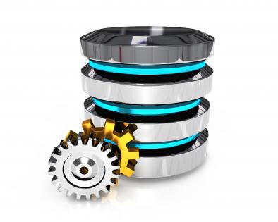 Computer server with two gears process control stock photo