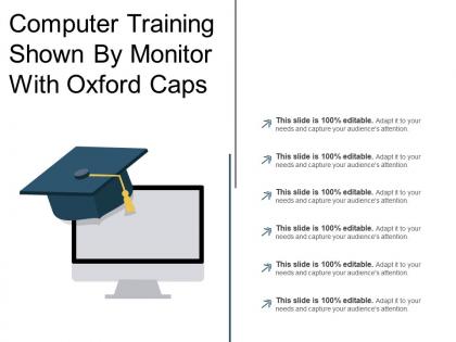Computer training shown by monitor with oxford caps